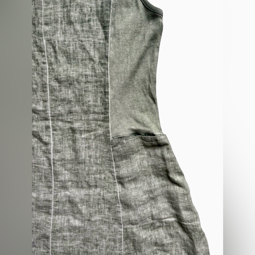Inizio olive green sleeveless linen dress with pockets, size medium. - Picture 6 of 8